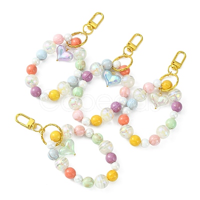 Resin & Acrylic Beaded Wristlet Charm Keychains KEYC-JKC00496-1
