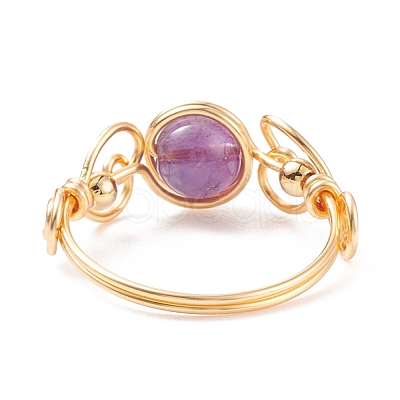 Natural Amethyst Braided Finger Ring RJEW-TA00042-02-1
