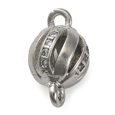 Brass Micro Pave Clear Cubic Zirconia Connector Charms KK-A230-06D-P-1