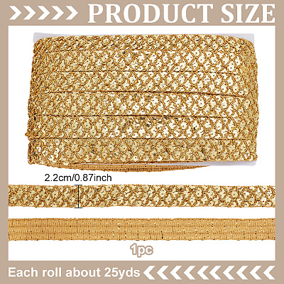 Polyester with PVC Paillette Lace Trim Ribbon OCOR-WH0101-91A-1