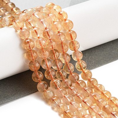 Natural Citrine Beads Strands G-S150-09-6mm-1