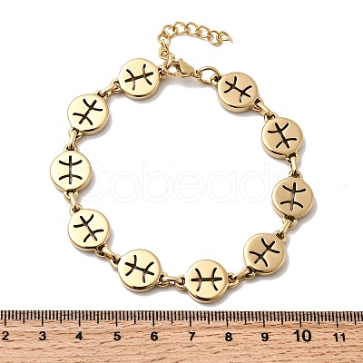 12 Constellations 304 Stainless Steel Link Chain Bracelets BJEW-I239-01G-04-1