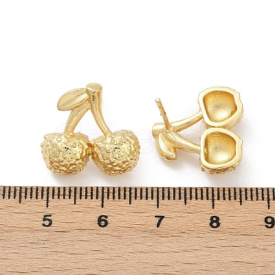 Cherry Brass Stud Earrings EJEW-F895-18G-1