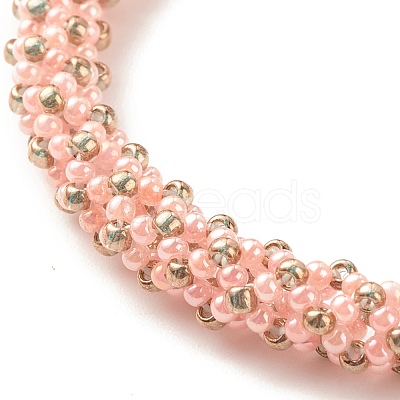 Glass Seed Beaded Bracelet with Brass Magnetic Clasps BJEW-JB07801-04-1