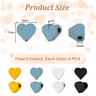 32Pcs 4 Colors Baking Paint Brass Beads KK-PH0009-92-1