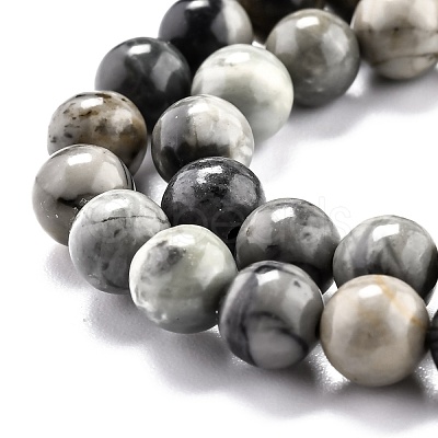 Round Natural Polychrome Jasper/Picasso Stone/Picasso Jasper Beads Strands G-O199-03A-1