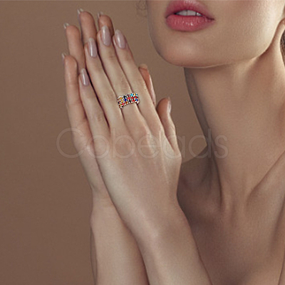 8Pcs 8 Style Rhinestone Tennis Chains Stretch Rings Set for Women RJEW-FI0001-02-1