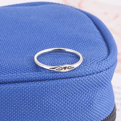 Heart Wing Pattern 304 Stainless Steel Finger Rings FS-WGA5734-03-1