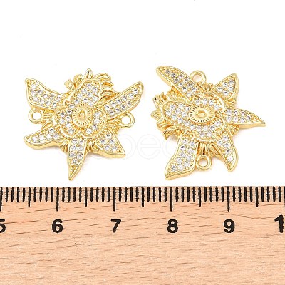 Brass Micro Pave Cubic Zirconia Flower Connector Charm KK-F931-09G-1