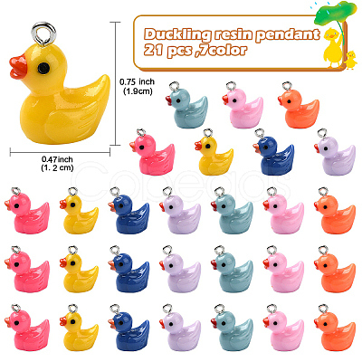 21Pcs 7 Colors Resin Pendant FIND-YW0005-40-1