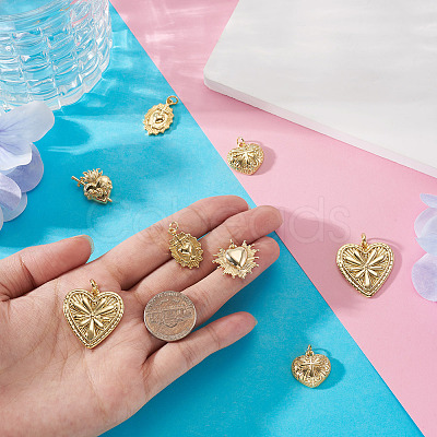 10Pcs 5 Styles Brass Pendants KK-TA0008-41-1