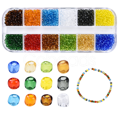 48G 12 Colors Transparent Colours Glass Seed Beads SEED-YW0002-72-1