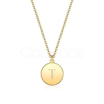 Brass Initial Pendant Necklace NJEW-BB35341-T-1