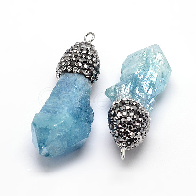 Electroplated Nuggets Natural Druzy Crystal Big Pendants G-F229-22I-1