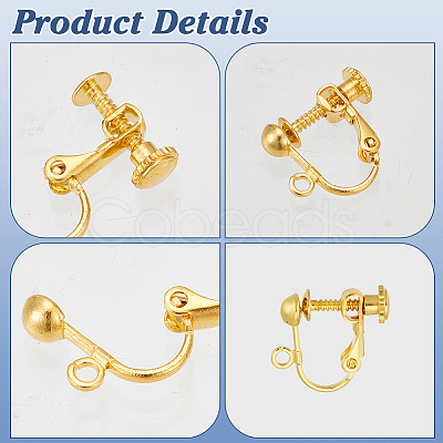 60Pcs 2 Colors Rack Plated Brass Screw Clip-on Earring Findings KK-ME0001-86-1