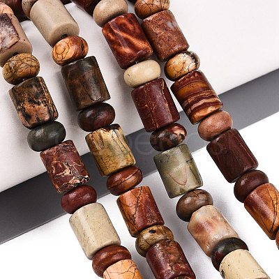 Natural Polychrome Jasper Picasso Jasper Beads Strands G-Q616-09K-1