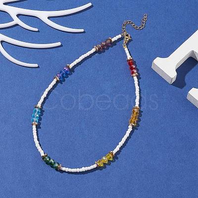 Glass Beaded Necklaces NJEW-JN04332-1