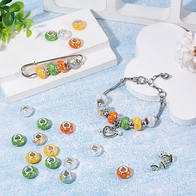50Pcs 5 Colors Transparent Resin Rondelle European Beads RESI-TA0005-63A-1