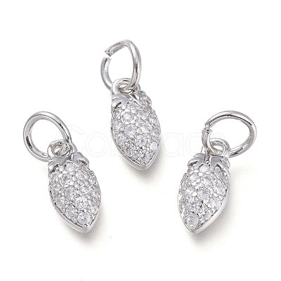 Brass Micro Pave Clear Cubic Zirconia Pendants X-KK-P188-R01-P-1