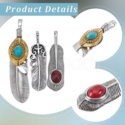 6Pcs 3 Styles Tibetan Style Alloy Pendants FIND-GF0009-11-1