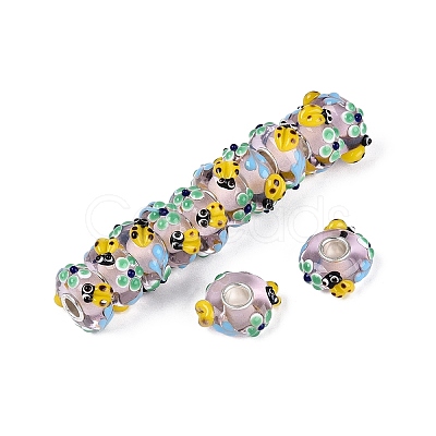 3D Lampwork & Brass Core European Beads LAMP-Q042-01C-1