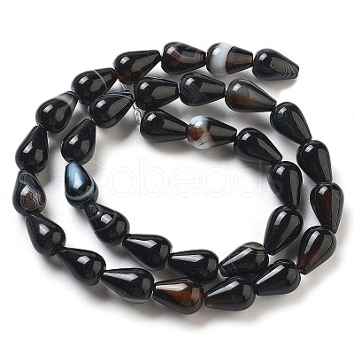Natural Striped Agate/Banded Agate Dyed & Heated Beads Strands G-B106-A16-02-1