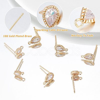 12Pcs 2 Style Brass Stud Earring Findings KK-CN0001-92-1