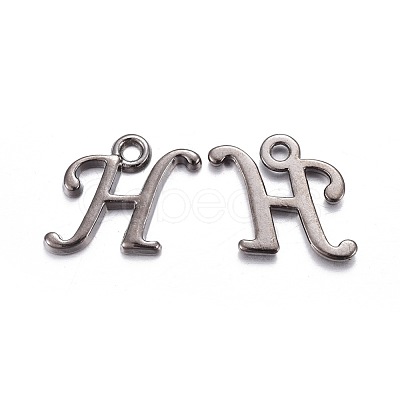 Gunmetal Plated Alloy Letter Pendants PALLOY-J718-01B-H-1