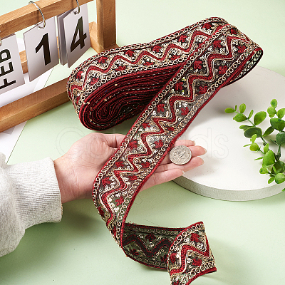 Ethnic Style Embroidery Polyester Ribbons SK-TAC0001-04-1