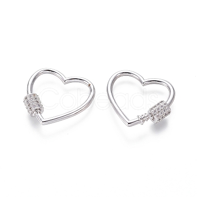 Brass Micro Pave Cubic Zirconia Screw Carabiner Lock Charms ZIRC-I031-12P-1