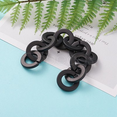 Handmade Opaque Spray Painted Acrylic Round Link Chains AJEW-JB00846-03-1