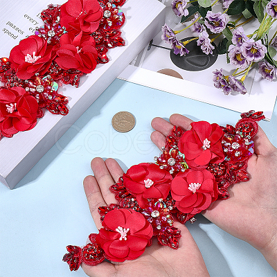 Polyester & Rhinestone Costume Accessories PATC-WH0003-57B-1