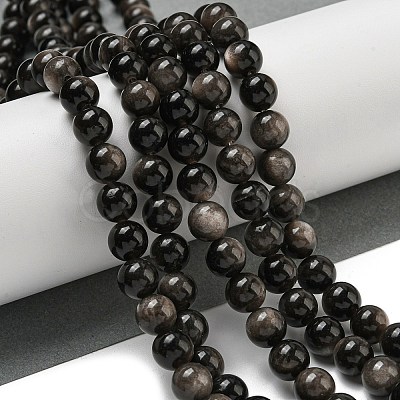Natural Silver Obsidian Beads Strands G-S150-20A-10MM-1
