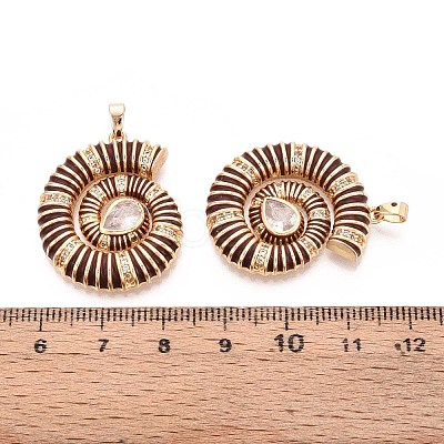Brass Micro Pave Clear Cubic Zirconia Enamel Pendants KK-T071-28G-01-1