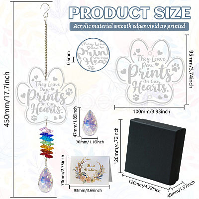 Glass Teardrop Hanging Suncatchers HJEW-WH0201-002-1