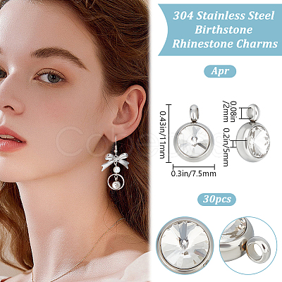 30Pcs 304 Stainless Steel Rhinestone Chamrs STAS-BBC0004-06-1