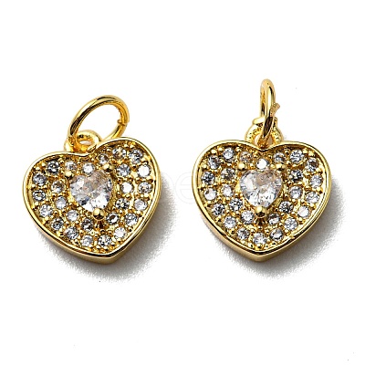 Brass Micro Pave Clear Cubic Zirconia Charms KK-G472-01G-1