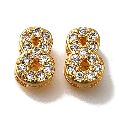 Rack Plating Number Brass Micro Pave Clear Cubic Zirconia Silde Charms KK-A231-13I-1