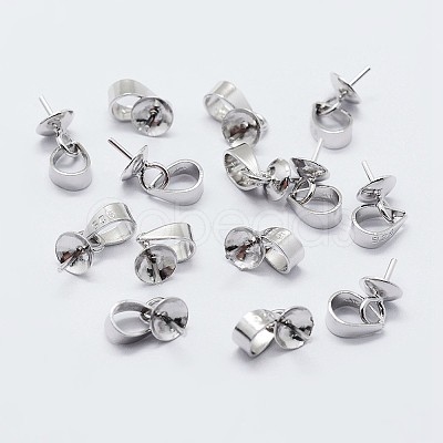 925 Sterling Silver Cup Pearl Bail Pin Pendants STER-F036-07S-6mm-1