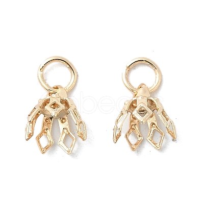 Flower Rack Plating Brass Filigree Bead Cap Bails KK-L102-27G-01-1