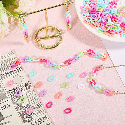 560Pcs 7 Colors Opaque Acrylic Linking Rings MACR-CA0001-41-1