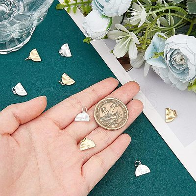 8Pcs 2 Colors Brass Hammered Semi Circle Charms KK-FH0002-55-1