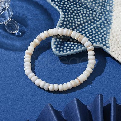 Rondelle Natural Freshwater Shell Beaded Stretch Bracelets for Women BJEW-JB10911-1