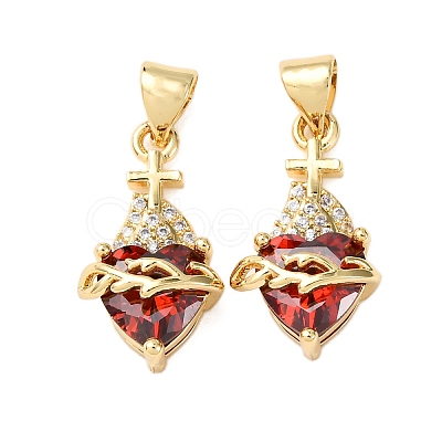 Brass Micro Pave Cubic Zirconia Pendants KK-K408-51G-01-1