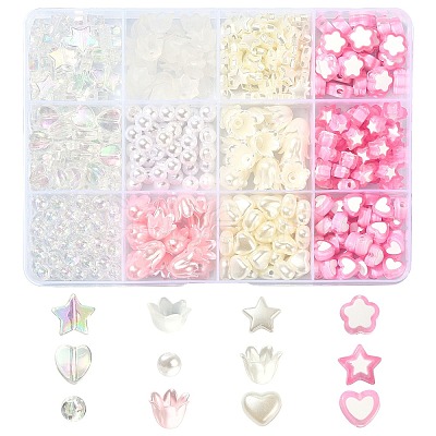 420Pcs 12 Styles Spray Paint ABS Plastic Imitation Pearl Beads MACR-CJ0001-63-1