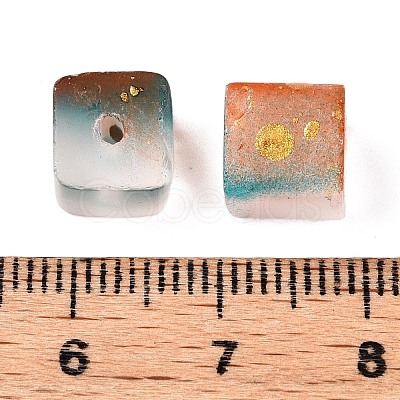 Frosted Glass Beads with Golden Glitter Powder DGLA-NH001-8mm-01F-1