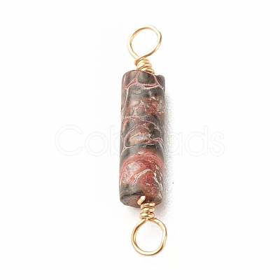 Natural Leopard Skin Jasper Connector Charms PALLOY-JF01454-04-1