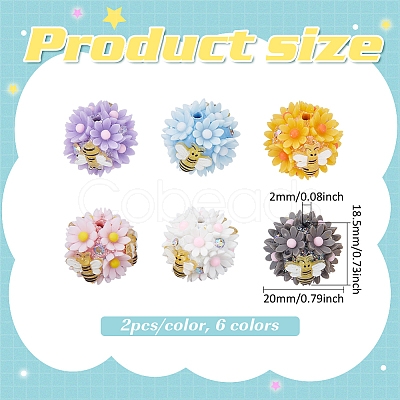 12Pcs 6 Colors Handmade Polymer Clay Beads CLAY-FG0001-01A-1