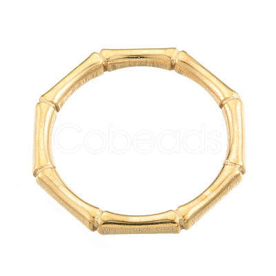 Ion Plating(IP) 201 Stainless Steel Bamboo Sticker Finger Ring for Women RJEW-N038-130LG-1