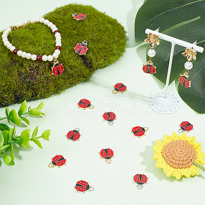 60Pcs 2 Colors Alloy Enamel Pendants ENAM-HY0001-27-1